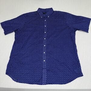 Polo Ralph Lauren Short Sleeve Button Down Shirt Men’s 2XLT 2XL TALL Blue AOP